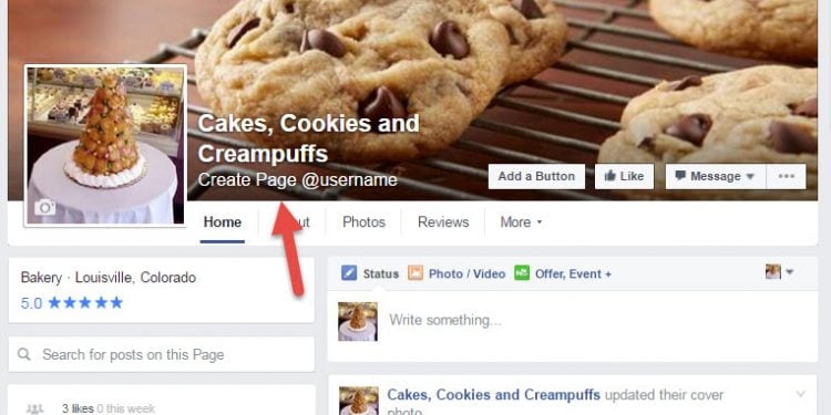 Example of a Facebook Username For Businesses