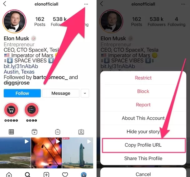 How to Copy an Instagram Account Link