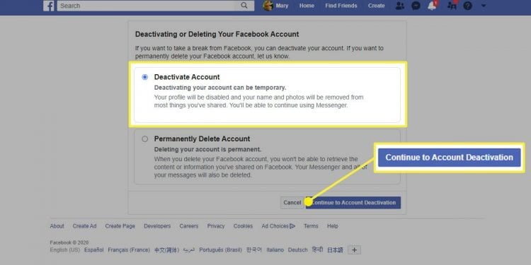How to Deactivate a Facebook Page