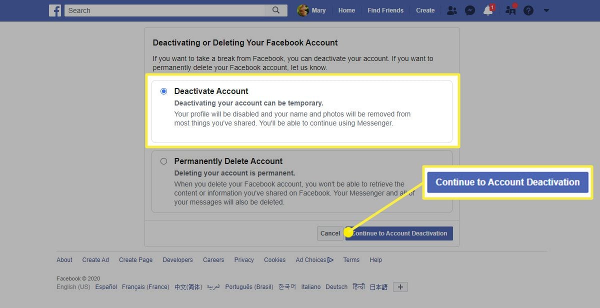 How to Deactivate a Facebook Page Zeru