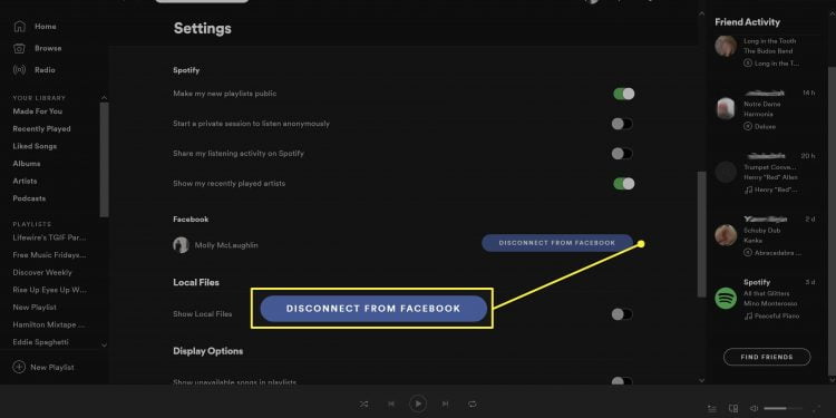 How to Disconnect Spotify From Facebook